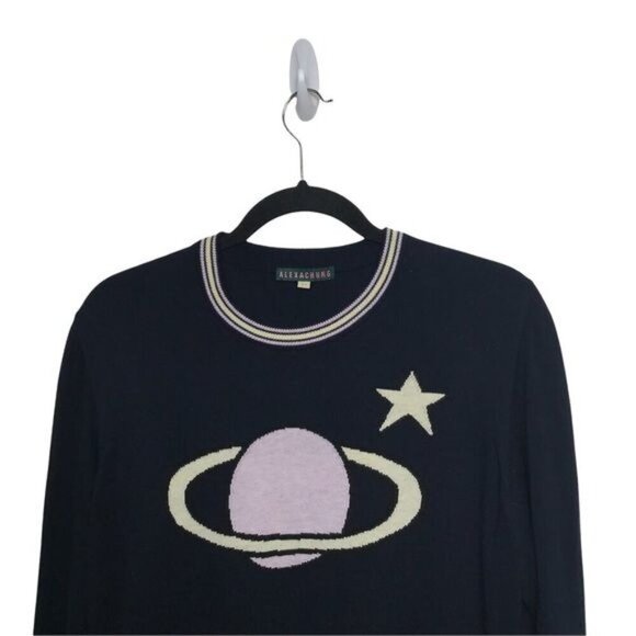 AlexaChung Blue Planet Intarsia Crew Neck Saturn Sweater - Picture 4 of 14